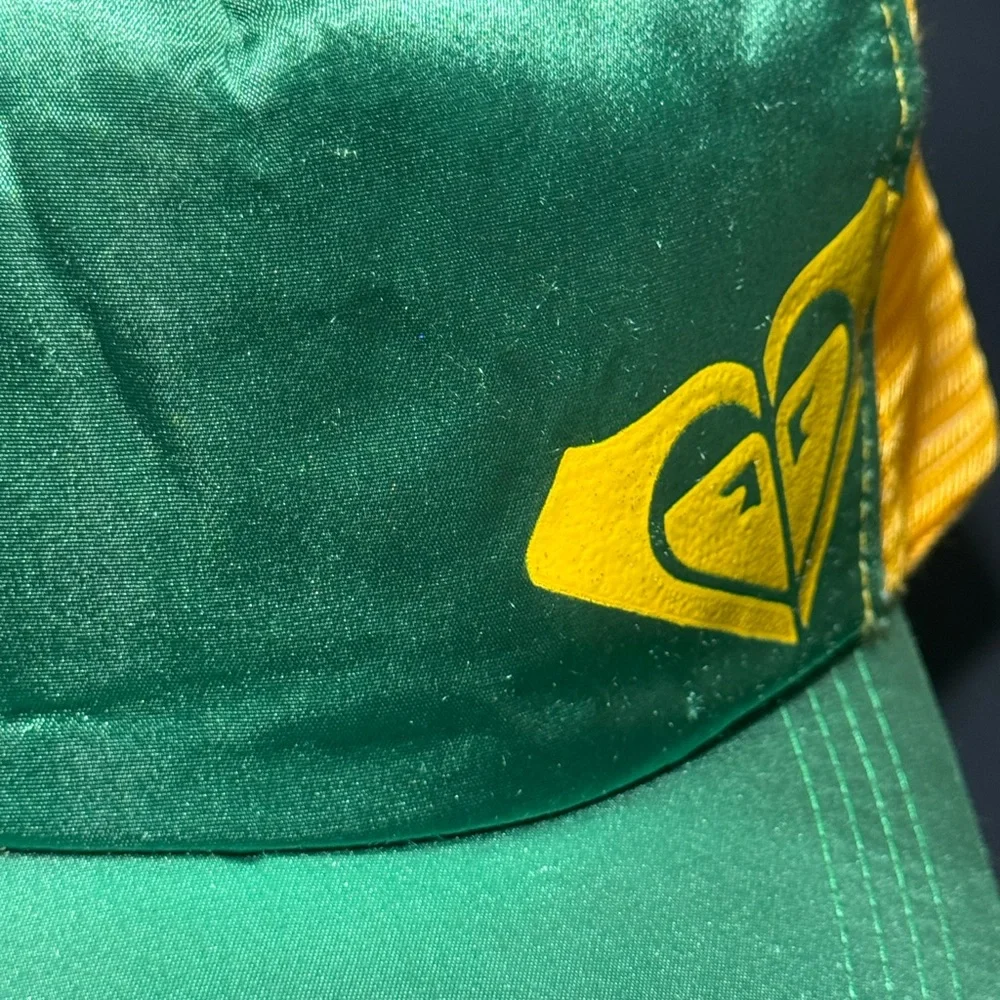 Y2K ROXY Green Satin Mesh Snap‎ Back Hat One Size